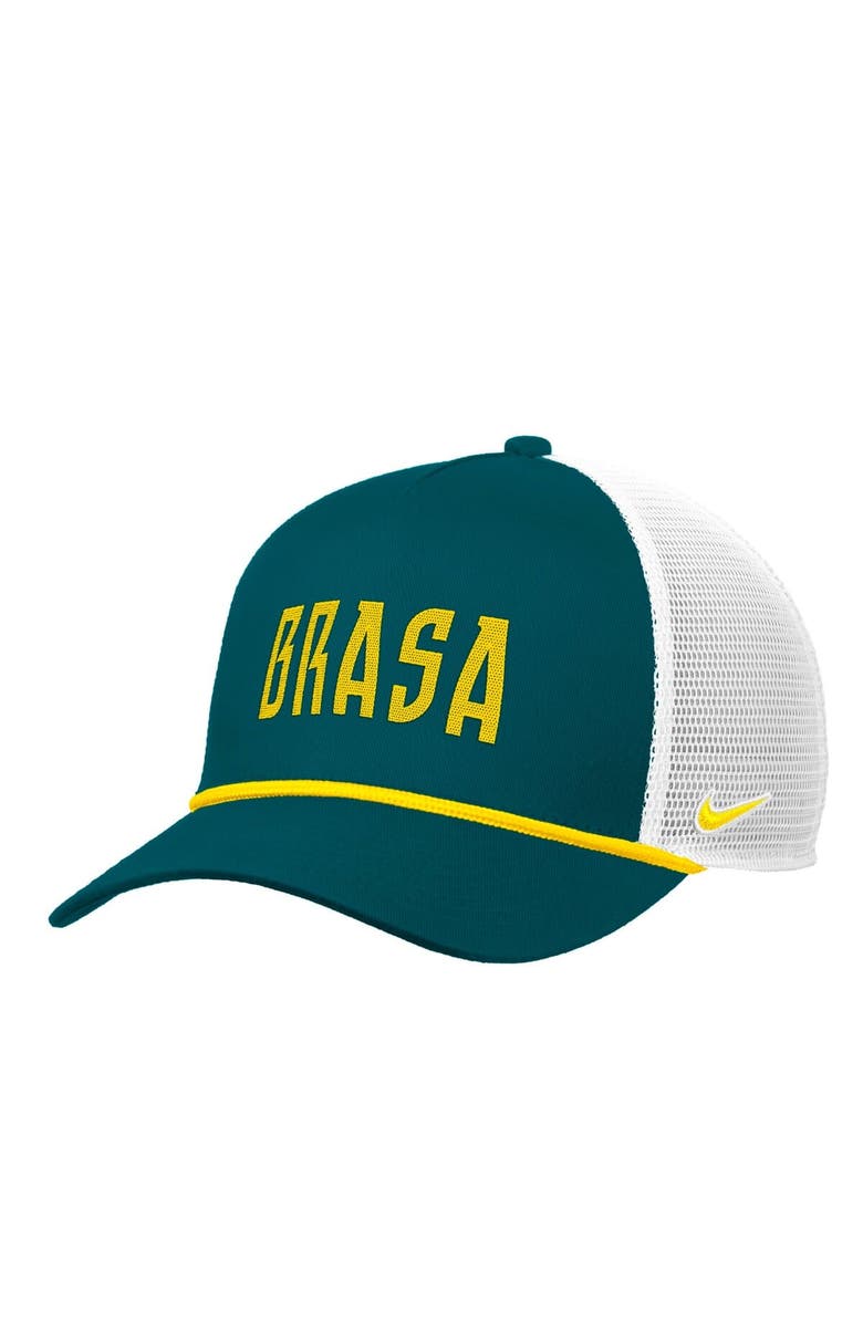 Nike Men's Nike Green Brazil National Team Rise Rope Trucker A-Frame Adjustable Hat, Main, color, Green