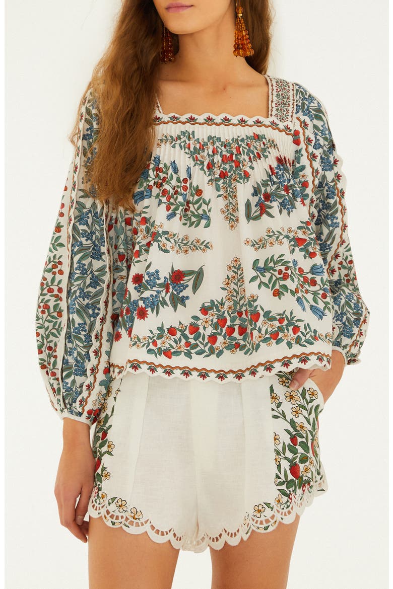 Fruit Beauty Scarf Long Sleeve Top, Main, color, OFF-WHITE
