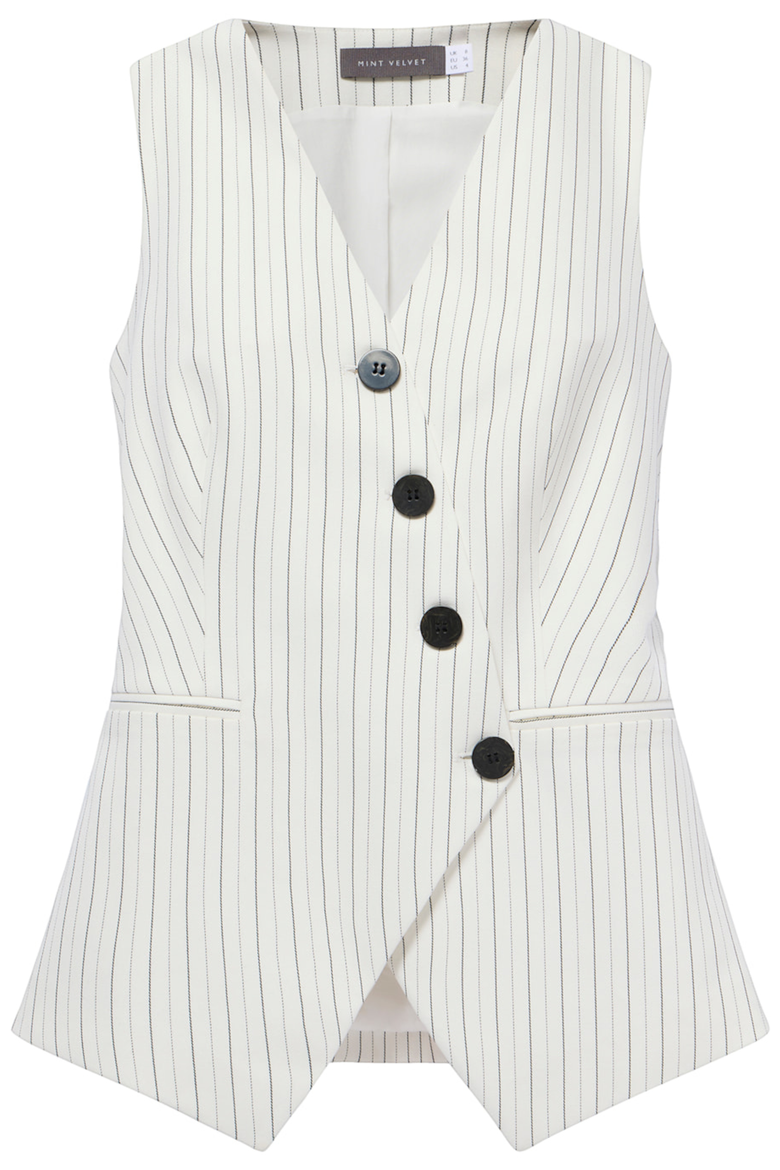 Pinstripe Asymmetric Waistcoat, Alternate, color, Ivory