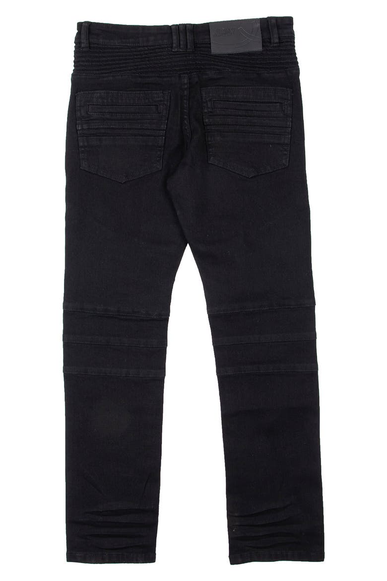 Moto Distressed Fashion Jeans, Alternate, color, JET BLACK