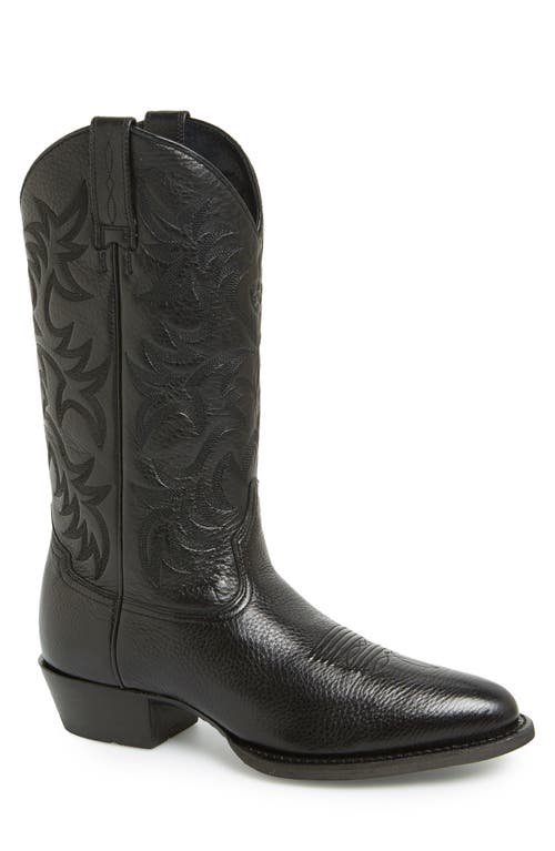 Ariat 'heritage' Leather Cowboy R-toe Boot (men) In Black