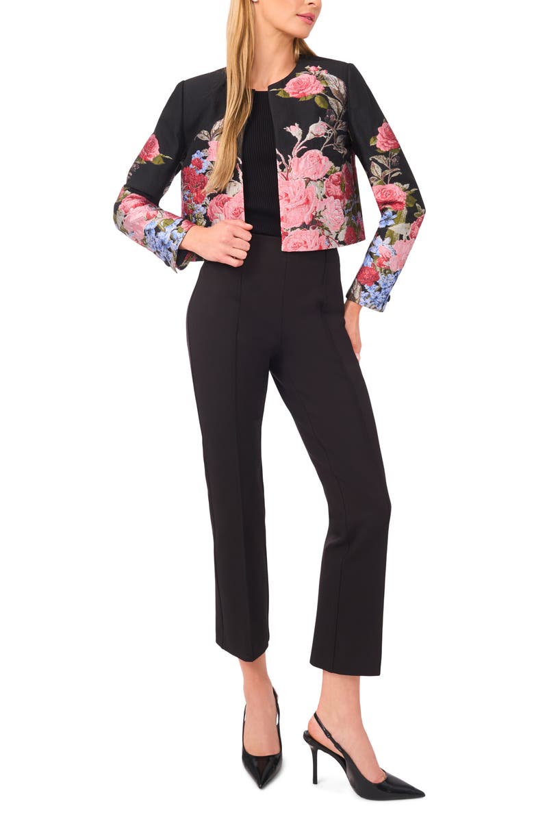 Ted Baker Floral Jacquard Crop Jacket, Alternate, color, Rich Black
