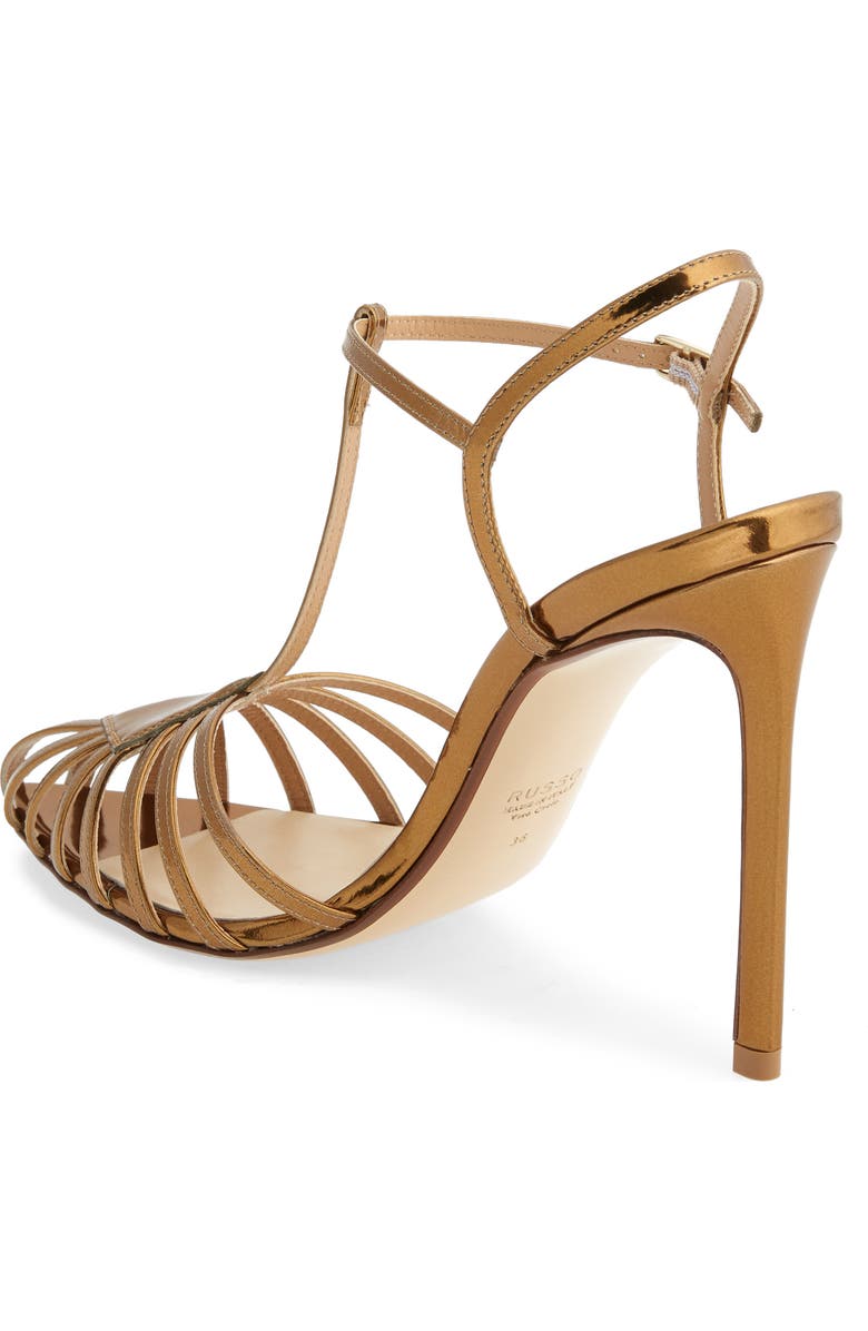 Francesco Russo T-Strap Metallic Stiletto Pump, Alternate, color,