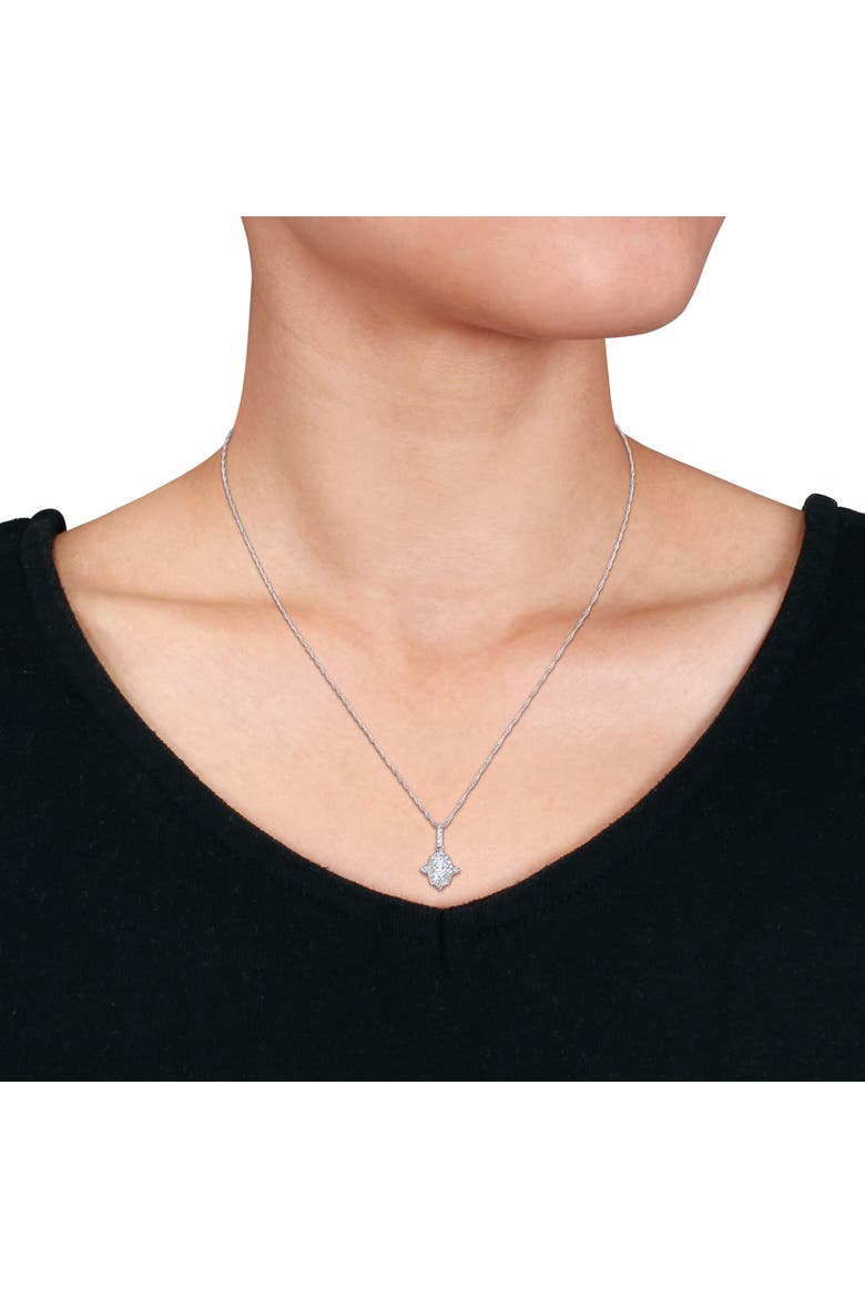 Lab-Grown Diamond Halo Pendant Necklace 14k, Alternate, color, White Gold