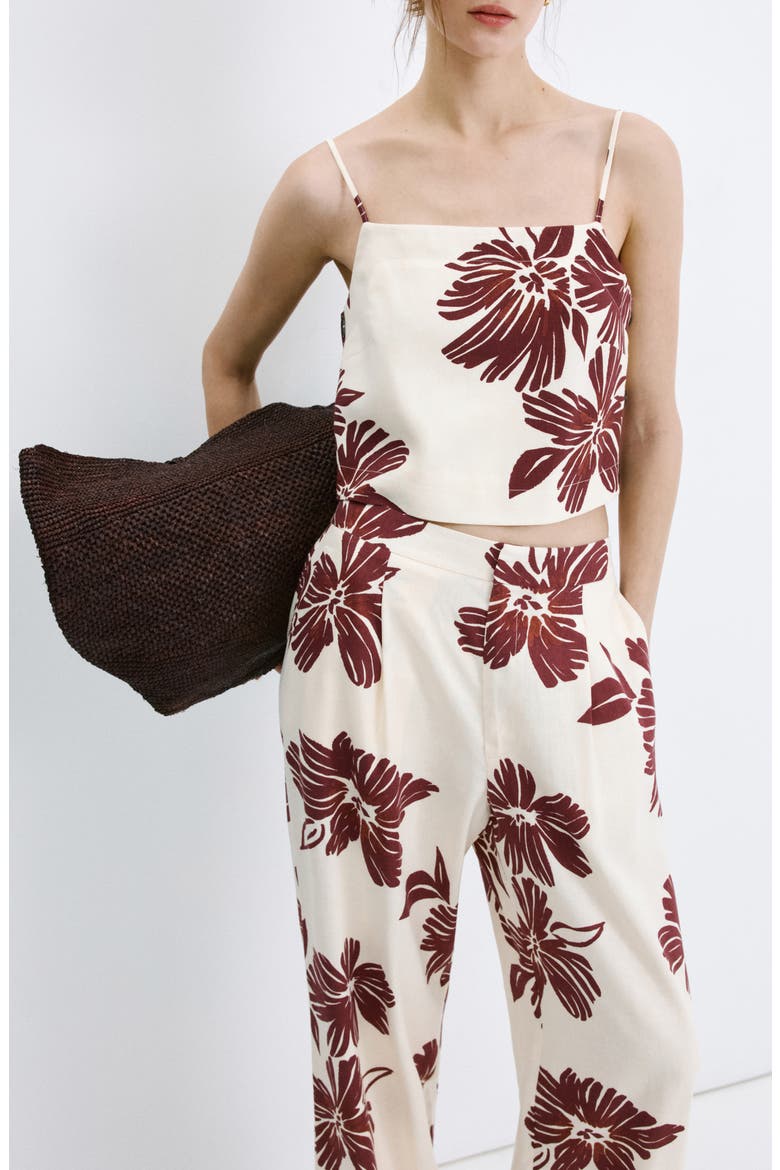 Pleated Print Straight Leg Pants, Alternate, color, ECRU