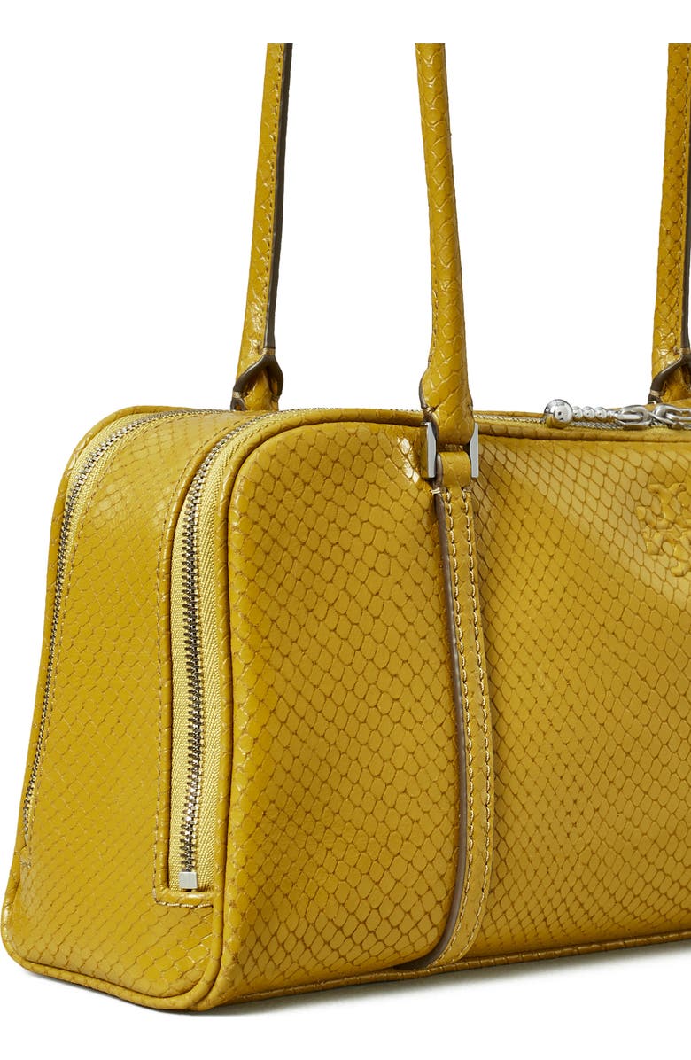 Tory Burch Marshmallow Croc Embossed LeatherShoulder Bag, Alternate, color, Island Palm