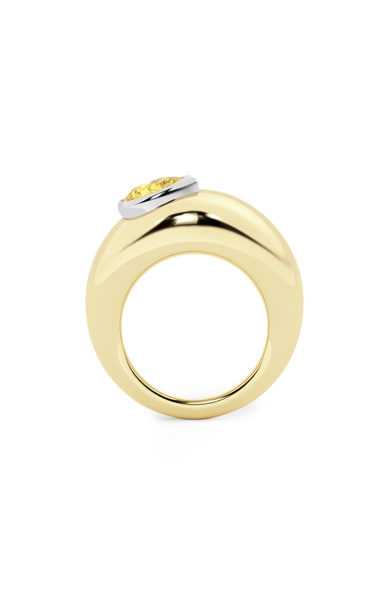 HauteCarat Yellow Lab Grow Diamond Dome Ring, Alternate, color, 18K Yellow/ Blackened Gold