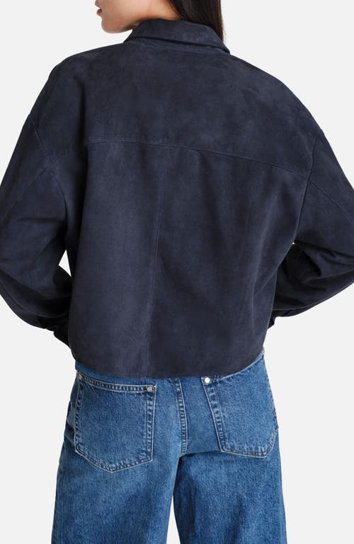 Twp Little Big Joe Suede Snap-up Shirt In Blue