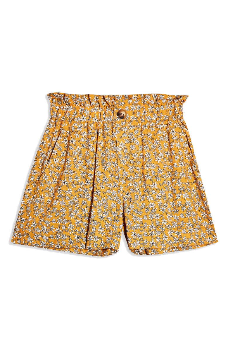 Topshop Floral Print Paperbag Waist Shorts, Alternate, color,