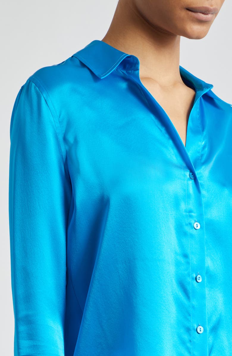 L'AGENCE Tyler Silk Blouse, Alternate, color, Caribbean Blue