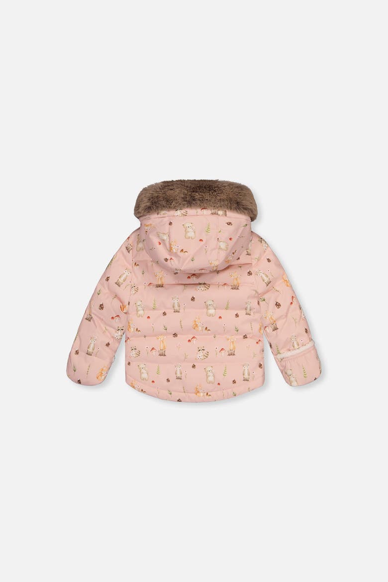 Woodland Creature Waterproof Coat & Pants Two Piece Snowsuit, Alternate, color, Pink Animal Print