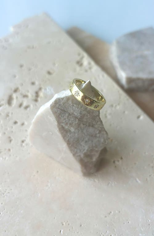 Adornia Gold Cubic Zirconia Stars Band Ring In Gold
