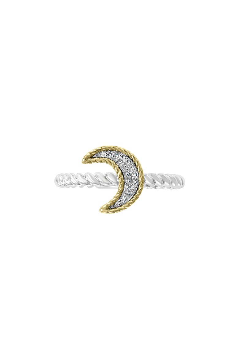 Two-Tone Moon Diamond Ring - Size 7 - 0.06ctw, Main, color, WHITE