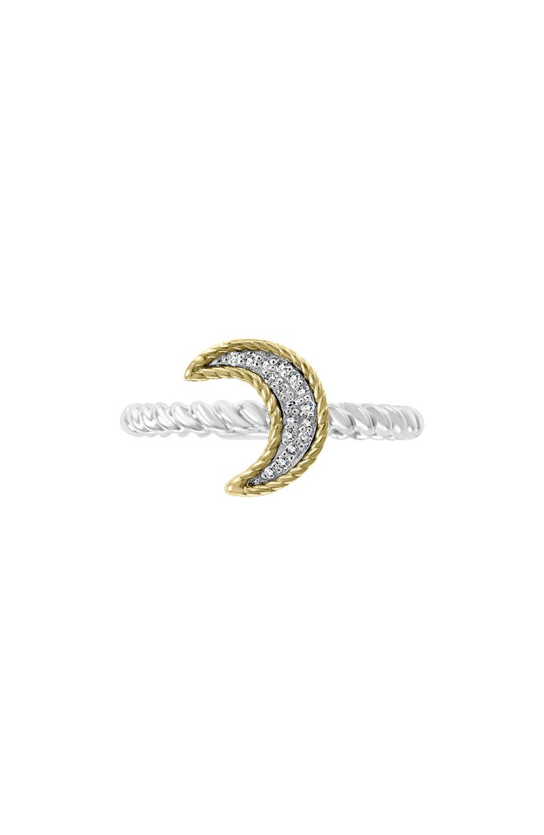 EFFY Two-Tone Moon Diamond Ring - Size 7 - 0.06ctw, Main, color, 