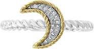 EFFY Two-Tone Moon Diamond Ring - Size 7 - 0.06ctw