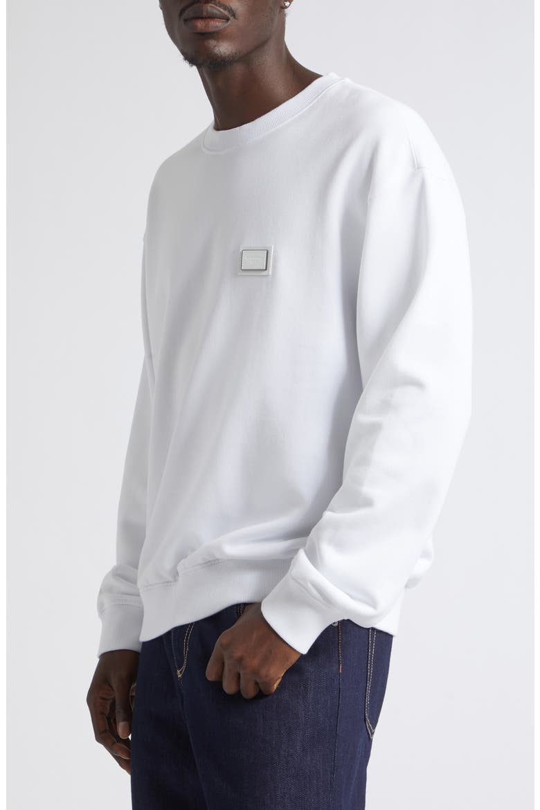 Logo Plate Cotton Sweatshirt, Alternate, color, BIANCO OTTICO