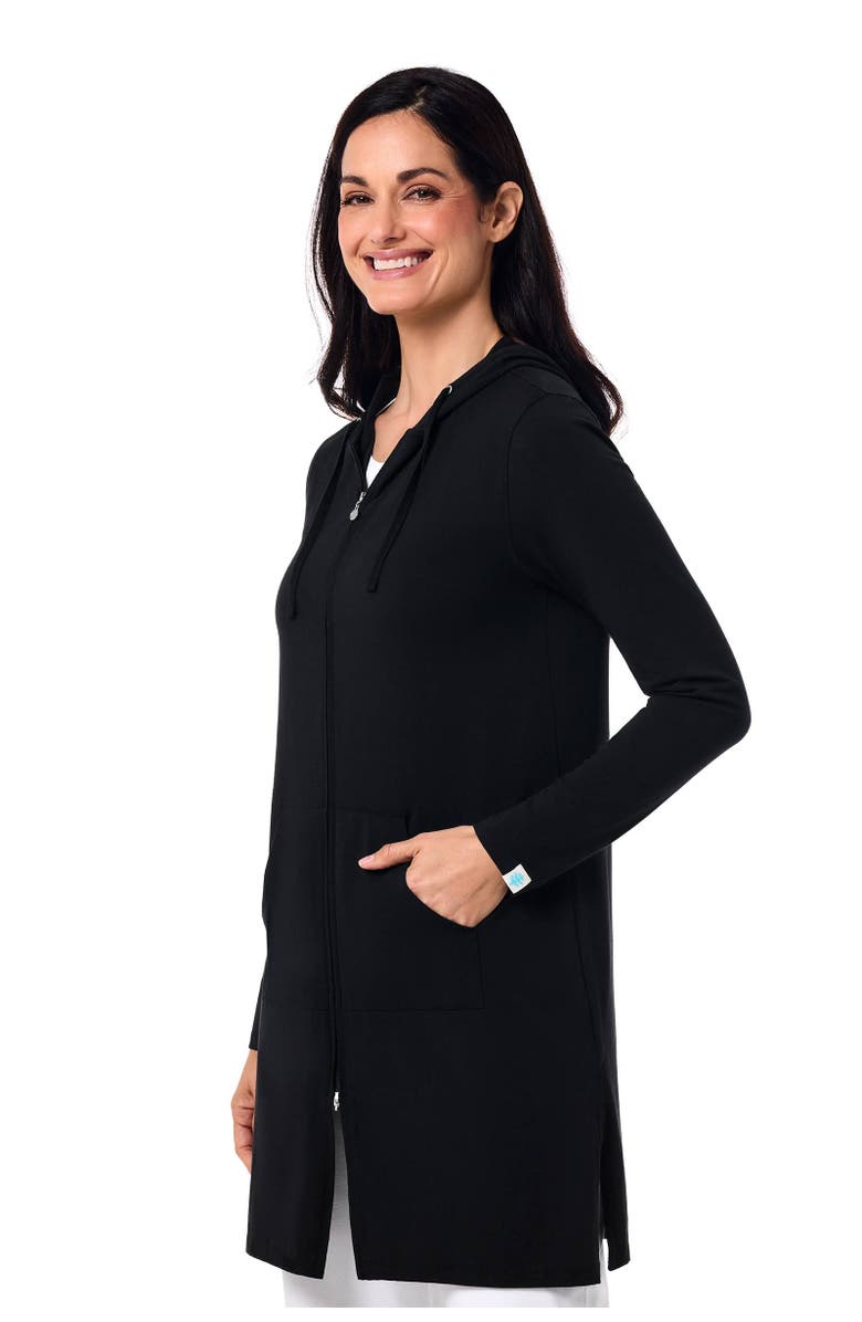 Coolibar Women's Cabana Long Zip-Up Hoodie, UPF 50+ Sun Protection, Alternate, color, Black