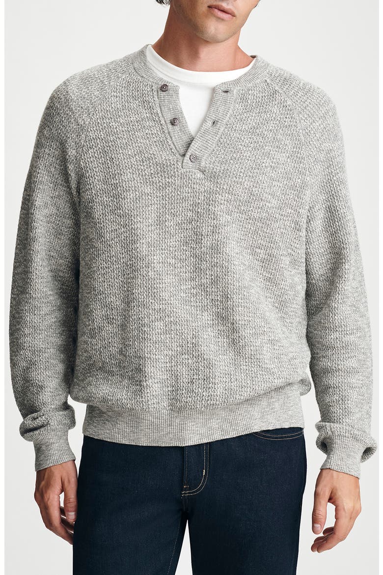 Grey Mélange Cotton Henley Sweater, Main, color, GREY MELANGE