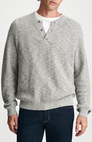 Mavi Jeans Grey Mélange Cotton Henley Sweater