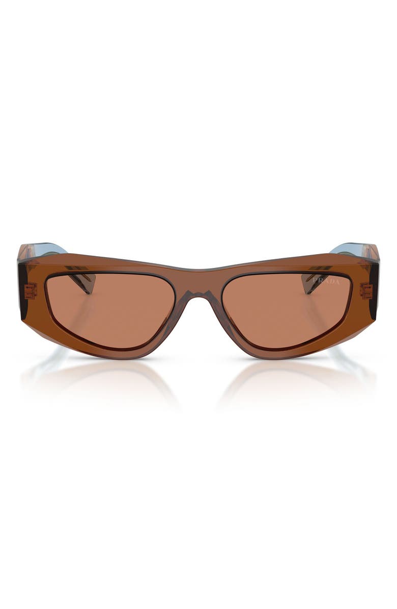 Prada 53mm Pillow Sunglasses, Main, color, Chocolate / Brown