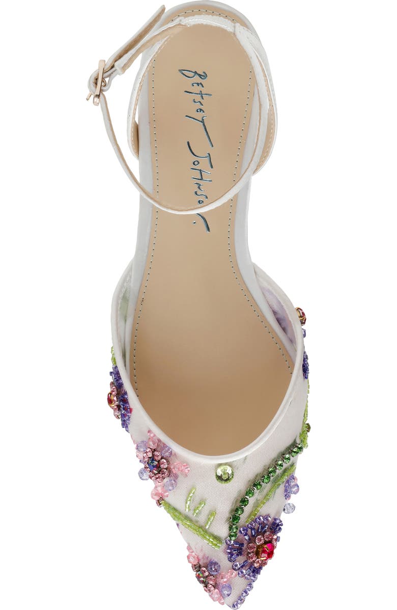 Betsey Johnson Garbo Pointed Toe Ankle Strap Flat, Alternate, color,