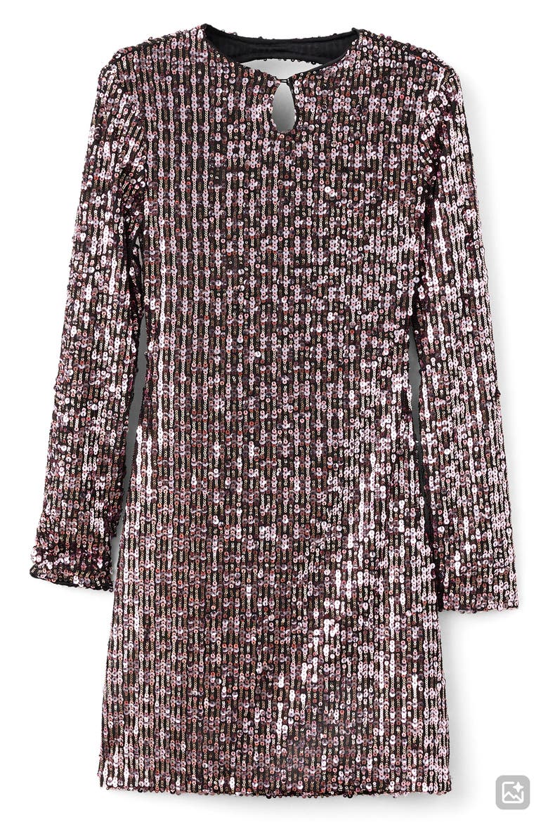 Sequin Long Sleeve Open Back Cocktail Minidress, Alternate, color, PINK