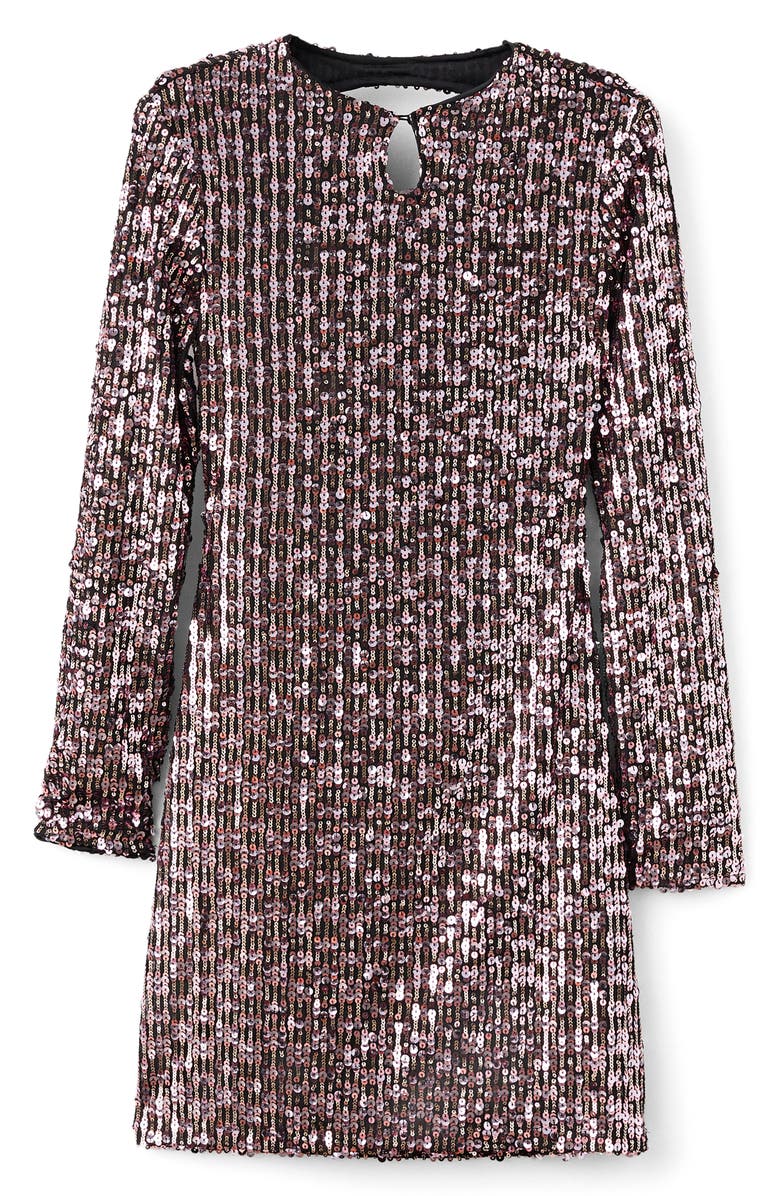 MANGO TEEN Sequin Long Sleeve Open Back Cocktail Minidress, Alternate, color, Pink