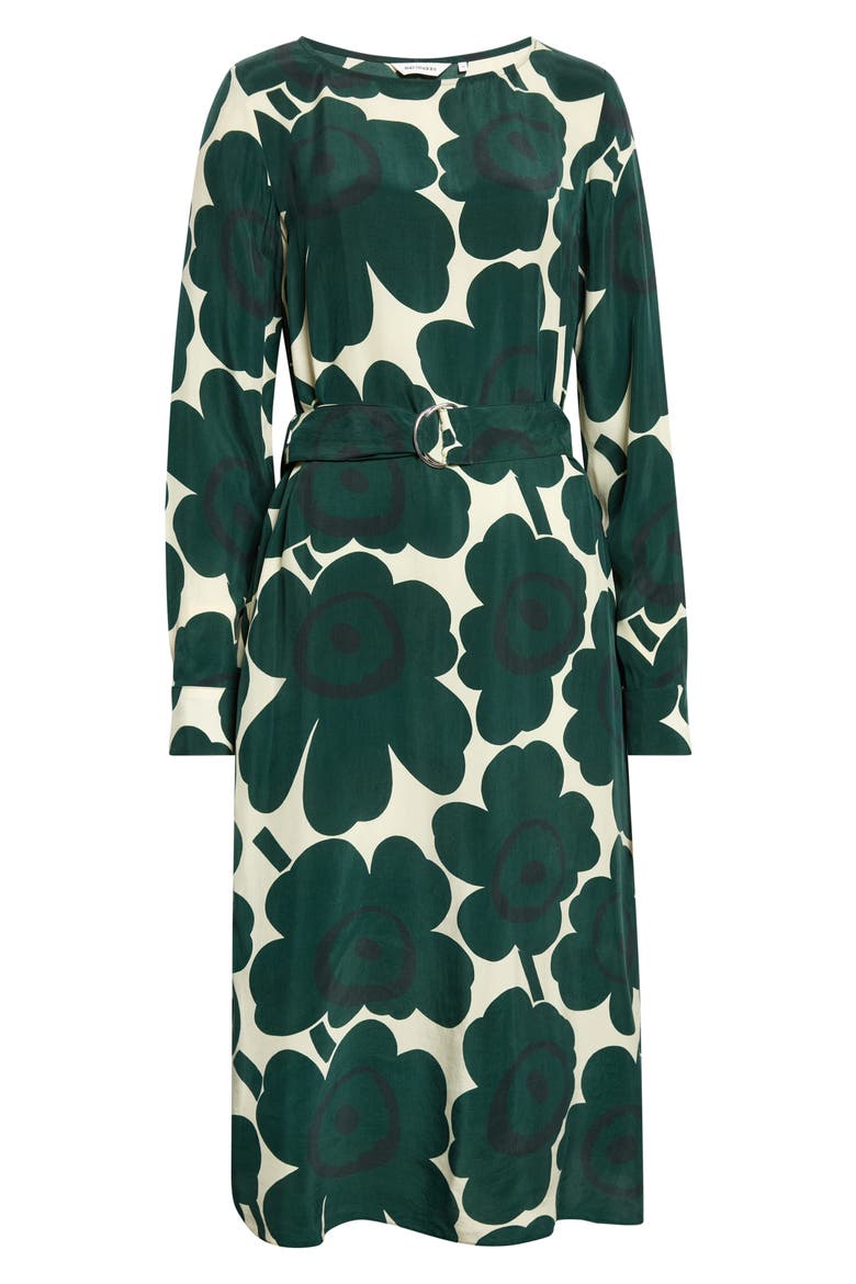 Satunnainen Unikko Midi Dress, Alternate, color, DARK GREEN LIGHT YELLOW