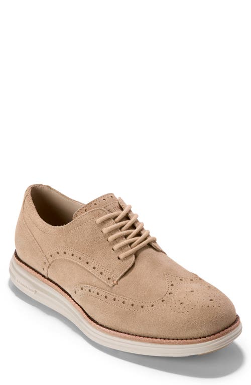 Cole Haan Men's Øriginal Grand Remastered Wingtip Oxford Shoes - Beige Size 13 In Birch Beige Suede/dark Natural