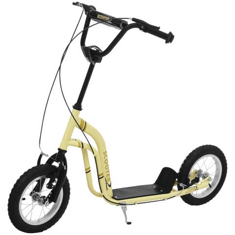 Youth Scooter with Dual Brakes, Inflatable Front Wheel