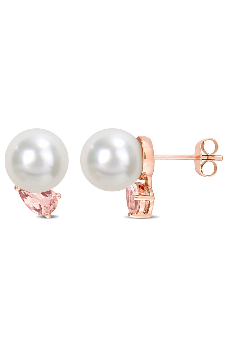 Julianna B. Pearl & Morganite Stud Earrings 14k, Main, color, Morganite