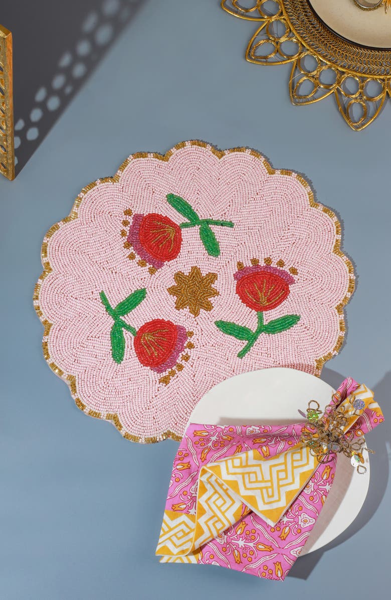 Tiramisu The Rosalie Beaded Placemat, Alternate, color, Pink