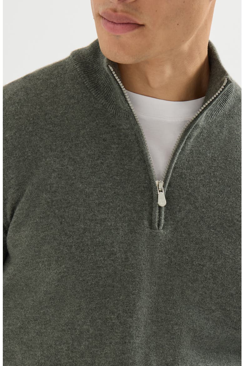 Cashmere sweater with half zip, Alternate, color, Grey
