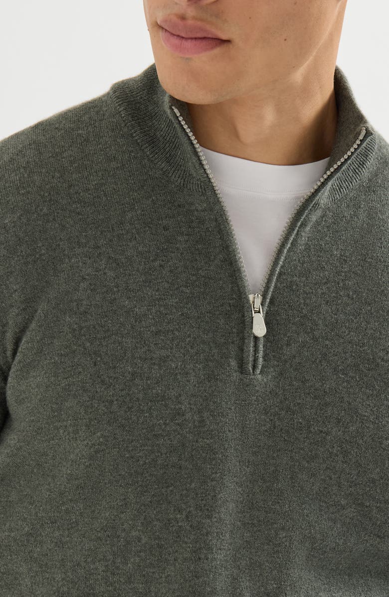 Brunello Cucinelli Cashmere sweater with half zip, Alternate, color, Grey
