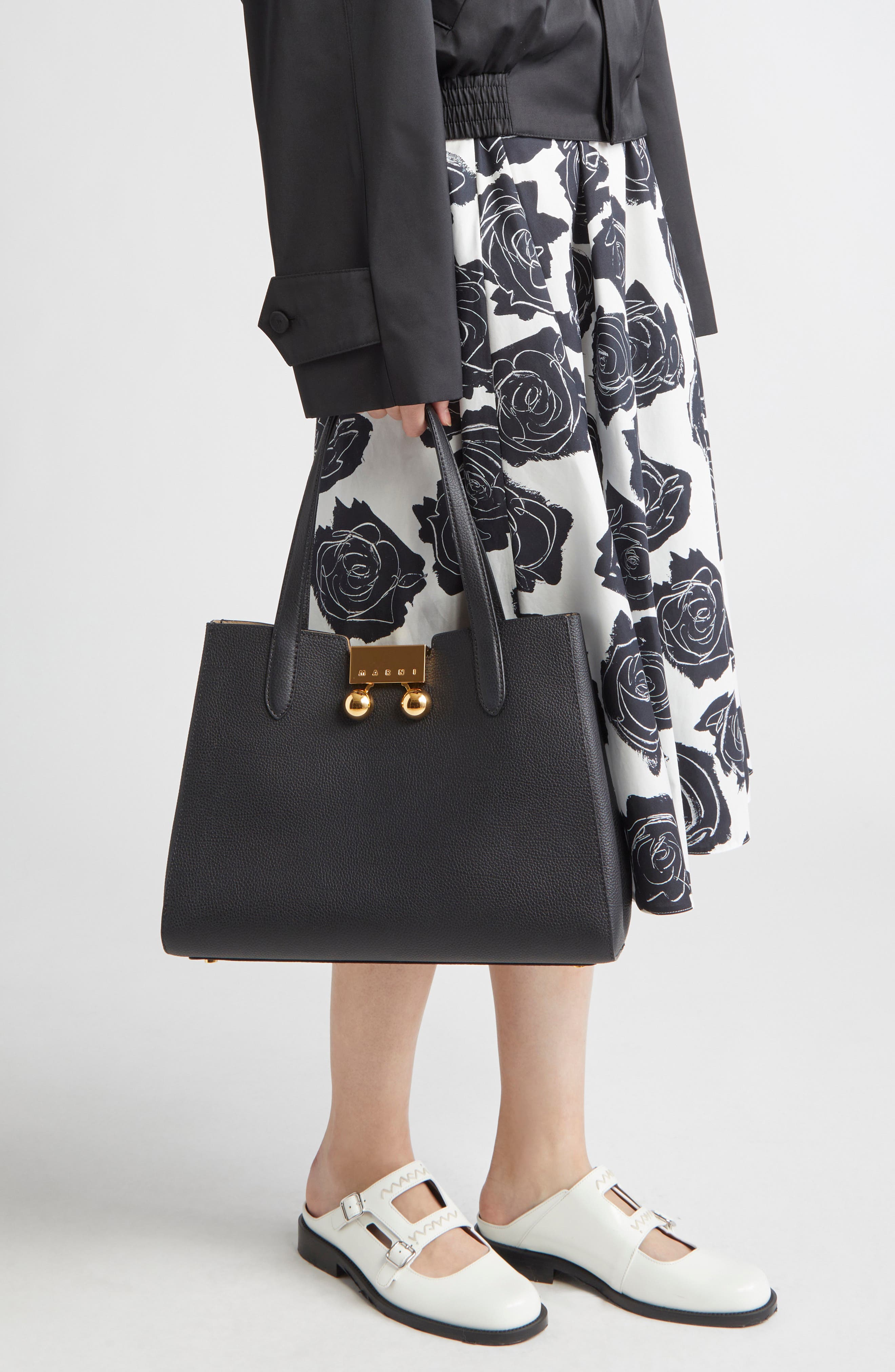 Marni Small Trunkaroo Leather Tote, Alternate, color, 