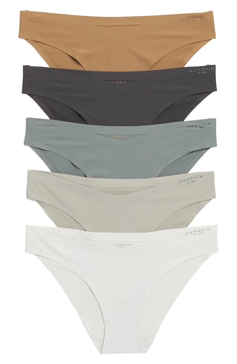 Danskin 5-Pack Breathable Micro V-Front Bikinis, Main, color,