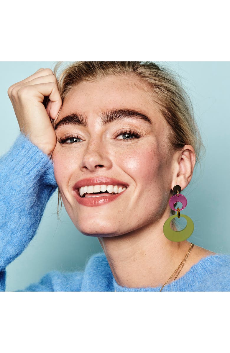 Toolally Swinging Circle Drop Earrings, Alternate, color, Lime Zest Green & Pink Mirror