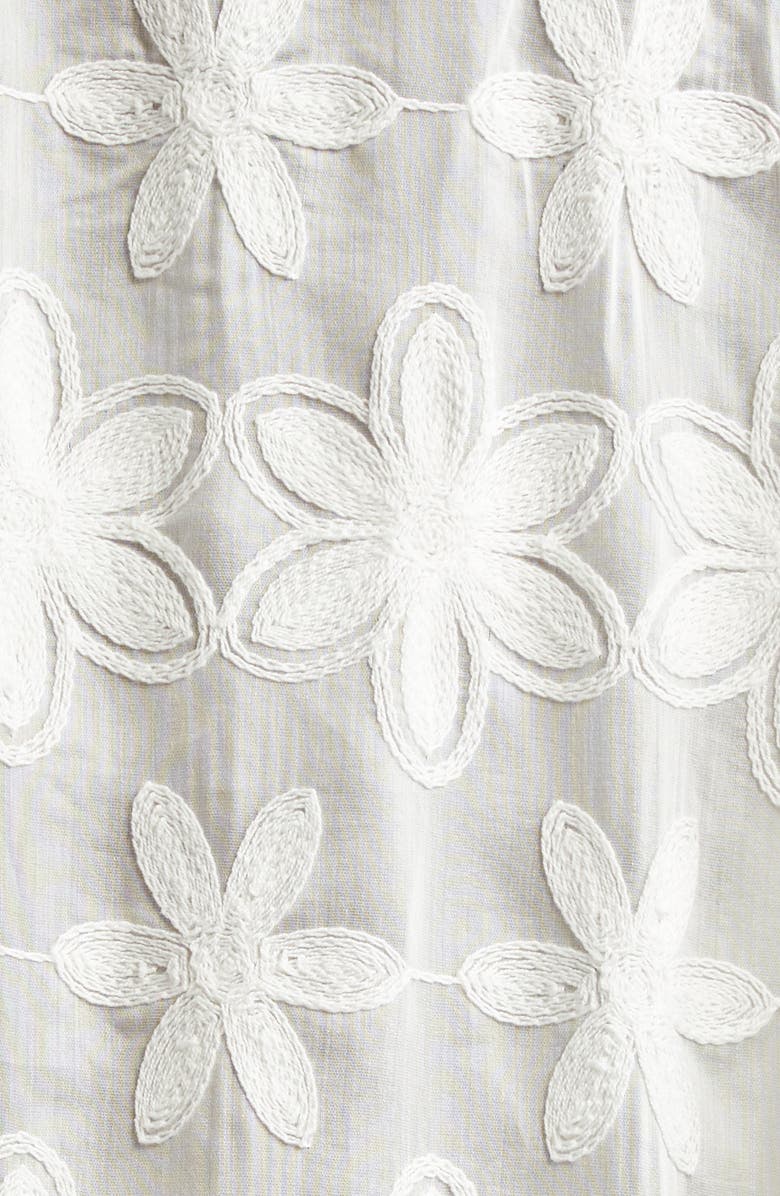 La Vie Style House Floral Embroidered Sheer Cover-Up Caftan, Alternate, color, White