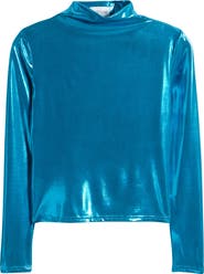 NIKKI LUND Liquid Metallic Mock Neck Top