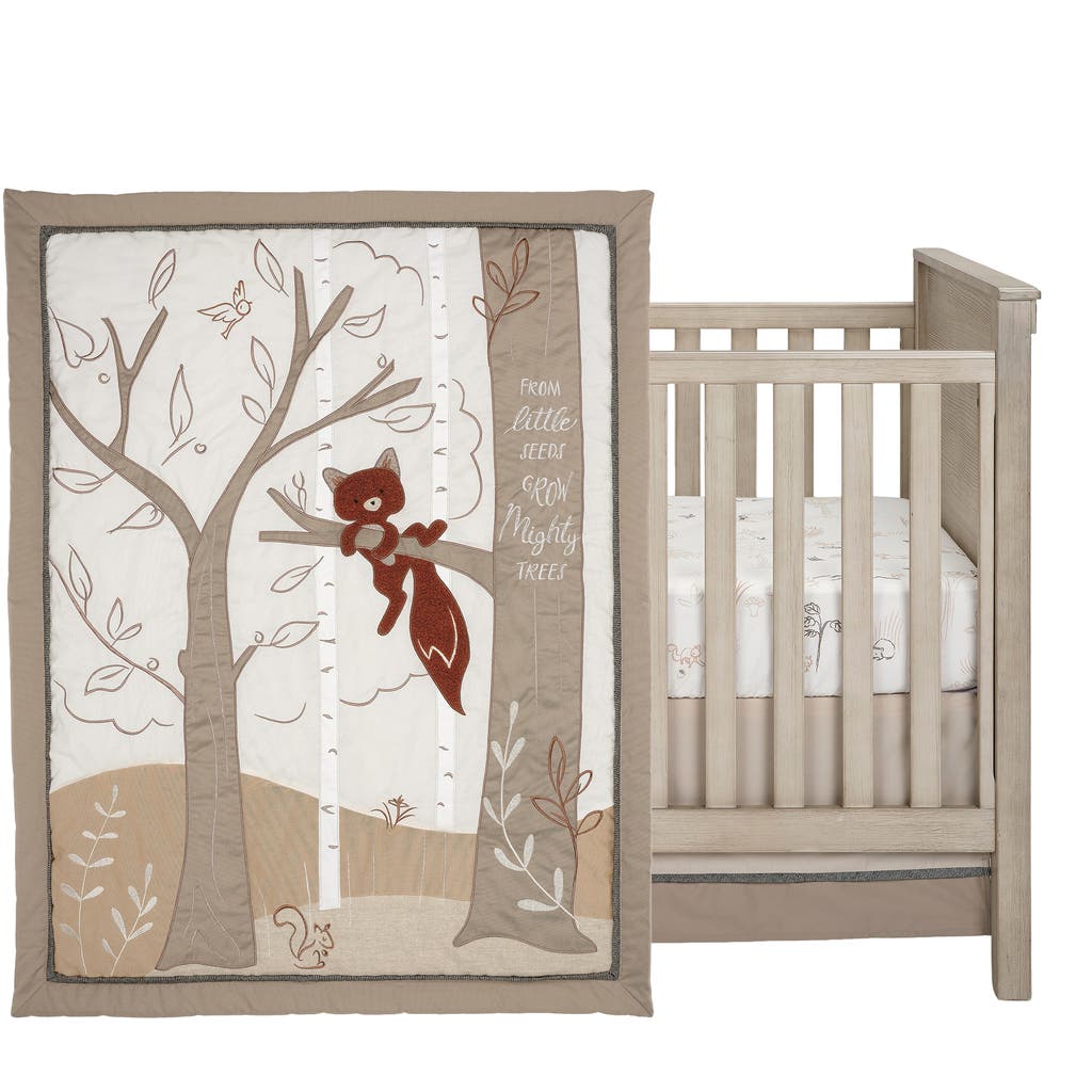 Lambs & Ivy Treetop Fox Woodland Tree Nursery 3-piece Baby Crib Bedding Set In Neutral