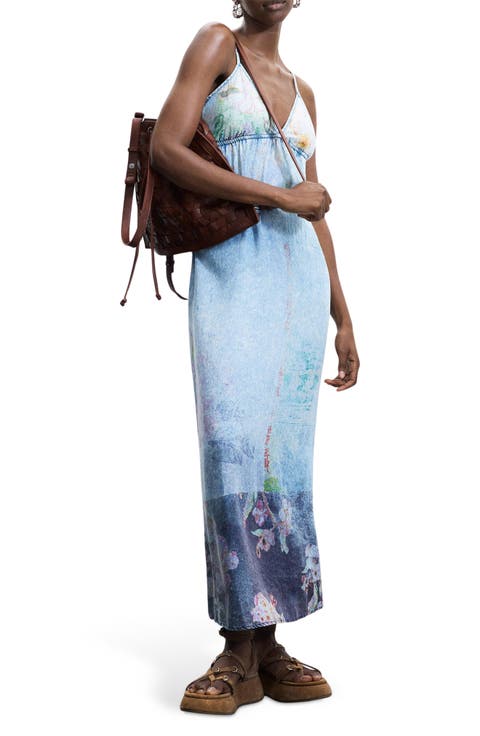 Floral Print Denim Dress