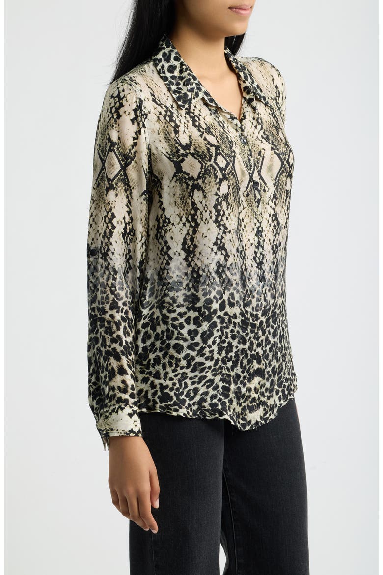 Snake Print Roll-Up Sleeve Cupro Shirt, Alternate, color, SLATE/ALABASTER MULTI