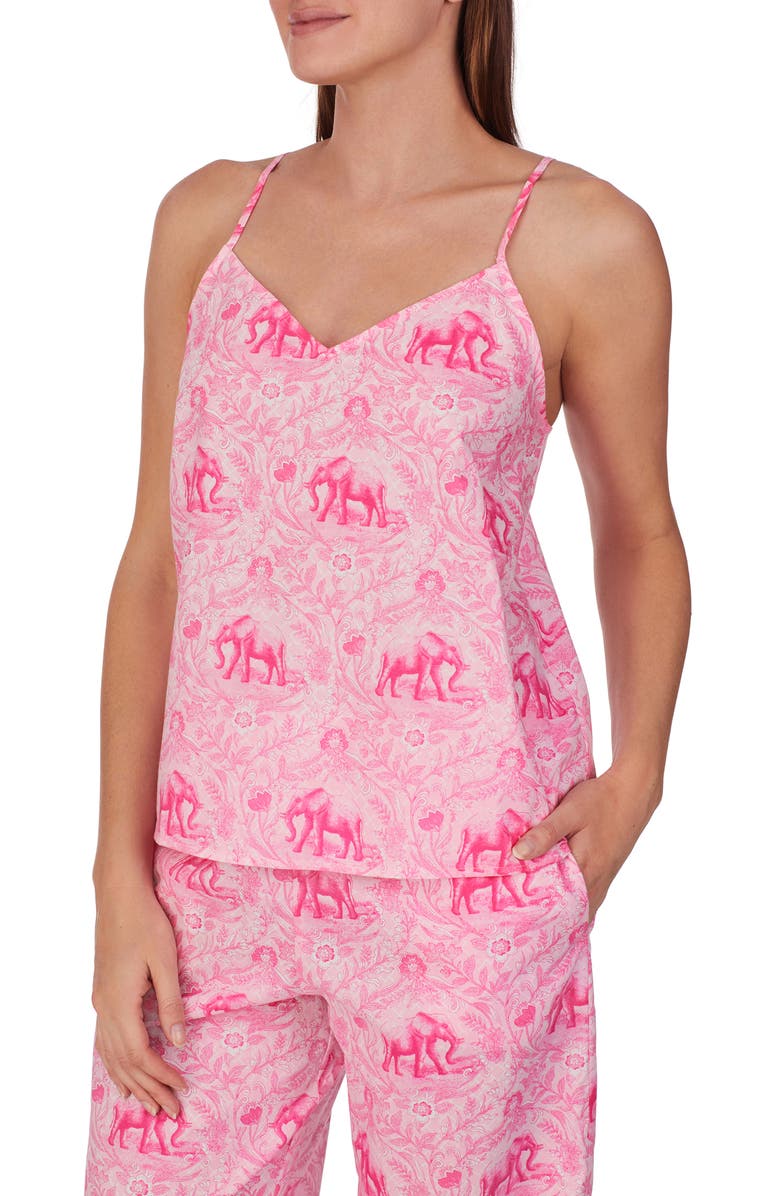 BedHead Pajamas Print Organic Cotton Poplin Crop Pajamas, Alternate, color, Elegant Elephants