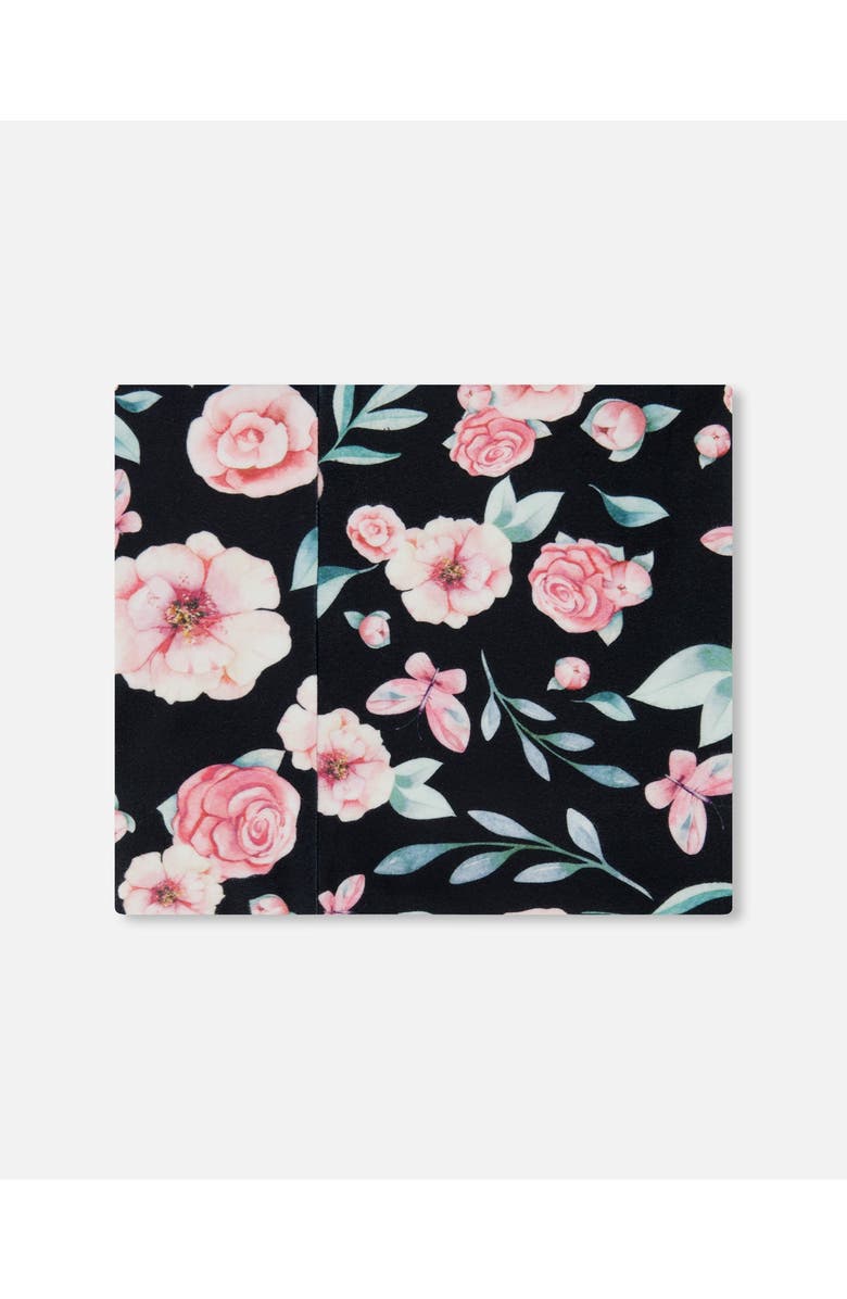 Deux par Deux Girl's Printed Neck Tube Pink, Black, And Flowers, Alternate, color, 