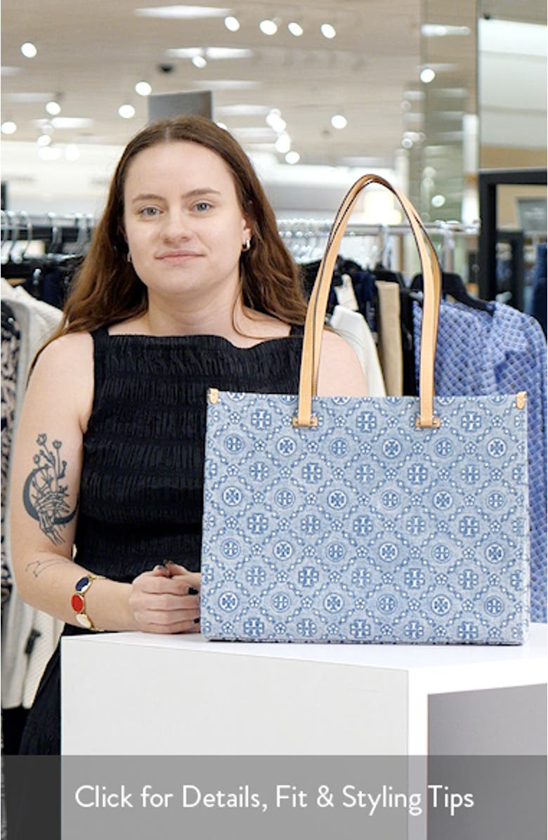 T Monogram Denim Tote, sales video thumbnail