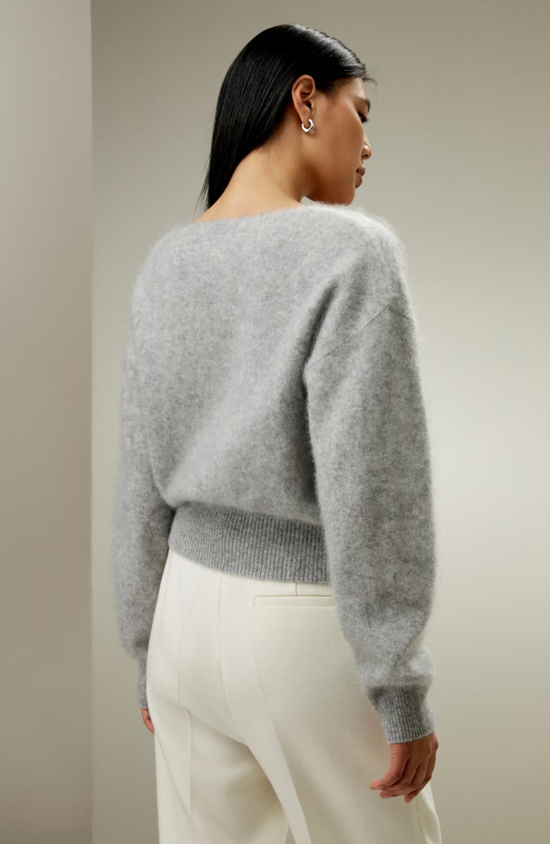 Lilysilk Women's Cropped V-Neck Cashmere Sweater, Alternate, color, Light Gray