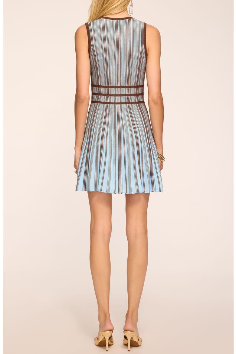 Aria Stripe Plunge Neck Minidress, Alternate, color, SEPIA COMBO