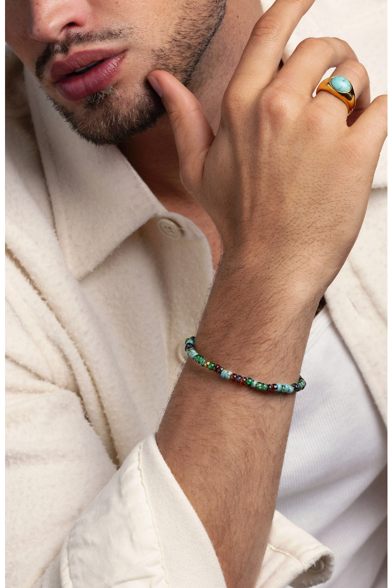Miyuki Beaded Wristband, Alternate, color, Green Japanese