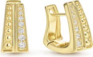 LAGOS 18K Gold Caviar Diamond 2-Row Hoope Earrings