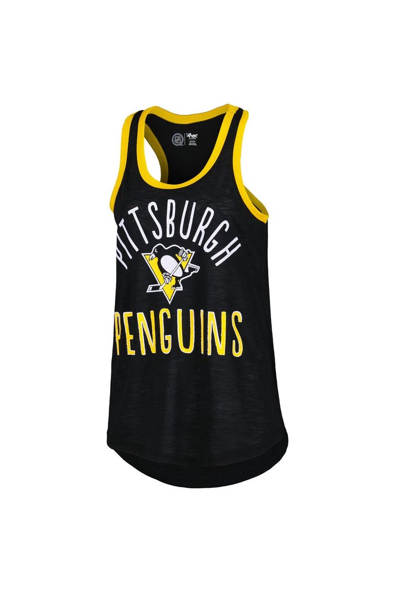 Women's G-III 4Her by Carl Banks Black Pittsburgh Penguins First Base Racerback Scoop Neck Tank Top, Alternate, color, Black